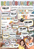 Sprechblasen „Hallo" in vielen Sprachen – Willkommenswand fürs Klassenzimmer von Doodleteacher