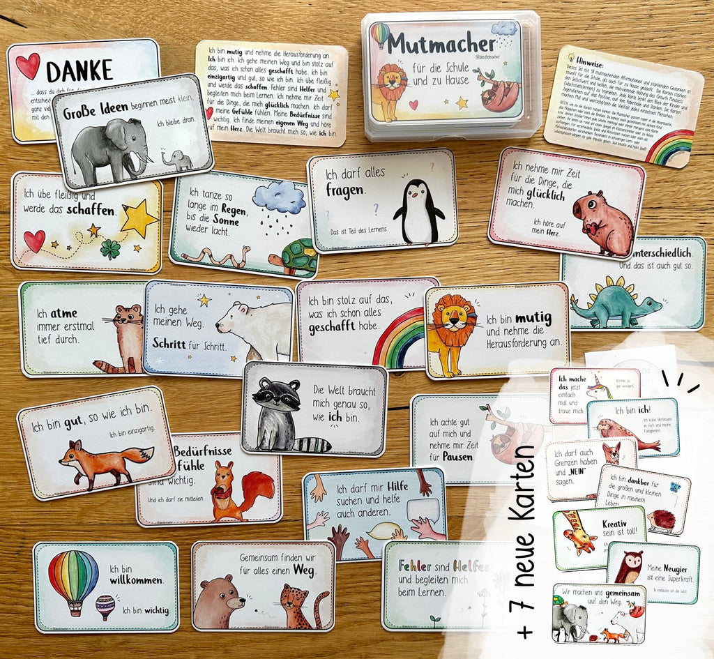 25 Mutmachkarten mit Growth Mindset von Doodleteacher: Schule & zu Hause - Mutmachkarten